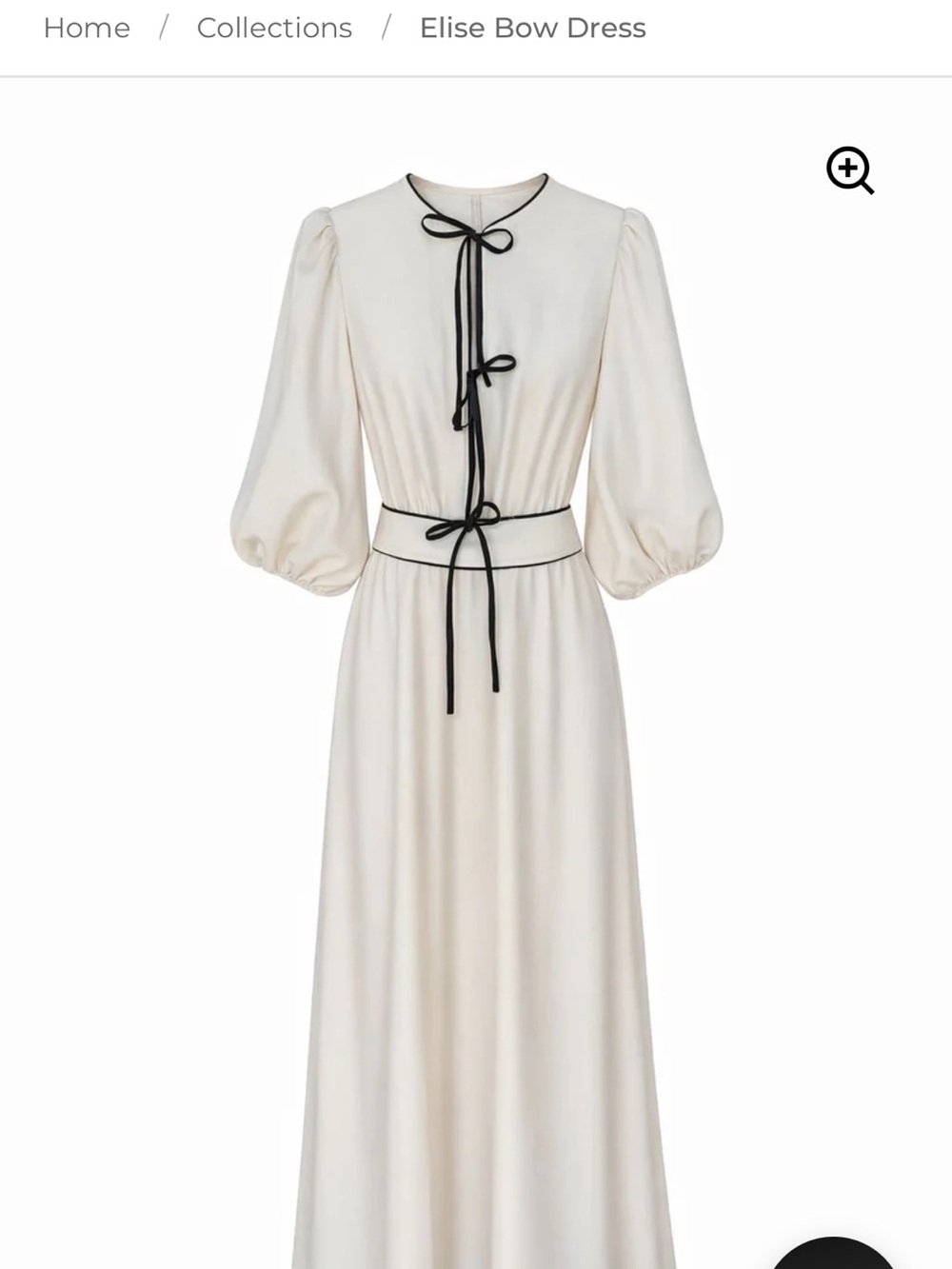 Aleeza Paris Elise Bow Maxi Dress in Cream with Black Trim, size 1x, fits 14-16